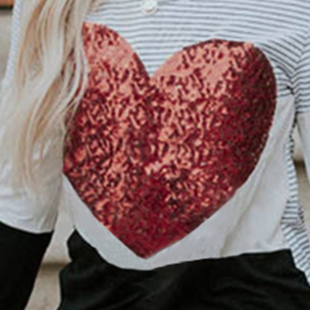 Valentine Day Sequin embellished Heart Shirt - Picture 3 of 7